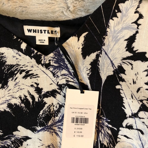 WHISTLES pari print linen crop top, US 4-6, NWT - Picture 3 of 10